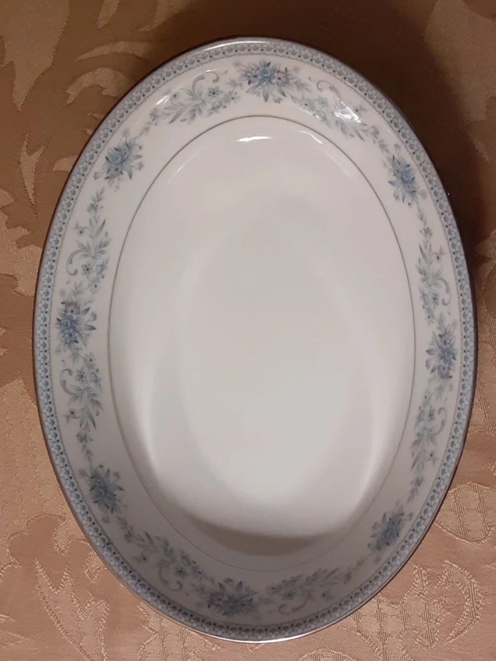 Noritake Contemporary Blue Hill #2482 Vintage China Oval Vegetable Serving Bowl